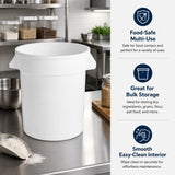 Getzi 6 Pack 20 Gallon White Round Commercial Trash Can, Heavy-Duty