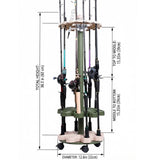 Tcakelox 360° Rotating 16-Rod Fishing Rod Holder Rack with Wheels, Rolling Storage Stand for Rods & Combos, Space-Saving Organizer, Durable ABS Frame with Protective Rubber Pads