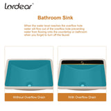Lordear Undermount Black Bathroom Sink 21x15 Inch Bathroom Vanity Sinks Undermount Rectangle Black Porcelain Ceramic Bathroom Under Counter Lavatory Vanity Sink Basin with Overflow
