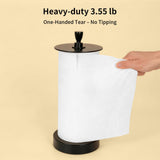 YUMORE Paper Towel Holder Countertop, Weighted Base Non Slip, One-Handed Tear No Tipping, Standing Paper Towel Roll Holder for Kitchen Stove Side, Small Space Corner, Stainless Steel (Matte Black)
