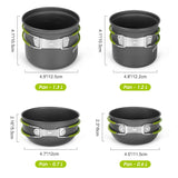 Odoland 16pcs Camping Cookware Mess Kit, Lightweight Pot Pan Mini Stove with 2 Cups, Fork Spoon Kits for Backpacking, Outdoor Camping Hiking and Picnic