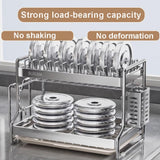 Stainless Steel Dish Drying Rack, Metal Dish Drainer for Kitchen, 2 Tier Dish Racks for Kitchen Counter, Large Capacity Plate Organizer for Kitchen(Small)