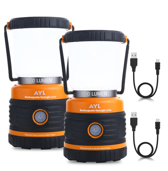 LED Camping Lantern Rechargeable, 1800LM, 4 Light Modes, 4400mAh Power Bank, IP44 Waterproof, Perfect Lantern Flashlight, 2pcs. AYL