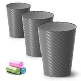 Lysam Bathroom Trash Can 3 Pack, 1.8 Gallon Small Trash Can with Trash Bags