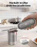 Canslab RETRO Electric Can Opener, Auto-Stop One-Touch Operation, USB Rechargeable with LED Battery Track, Side Cut Smooth Edge Can Opener for Seniors with Arthritis, Wall-Mountable Small Size, Grey