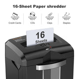 Bonsaii 16-Sheet Microcut Paper Shredder, 60-Minute Home Office Heavy Duty Shredder for CD