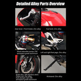 Wodoochey 1/7 Scale Alloy Dynamic Motorcycle Model with Ignition System and Smoke Spray, Die-cast Motorcycle Gift for Adult Collectors & Enthusiasts