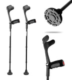 KMINA Forearm Crutches for Adults (x2 Units), Open Cuff, Extra Comfort with Hand Grip and Wide Tip, Adjustable Height, Aluminum, Orthopedic, Made in Europe