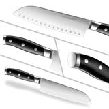 linoroso Santoku Knife 7 inch Meat Kitchen Asian Chef Knife, German High Carbon Stainless Steel Chopping Knife with Full Tang Ergonomic Handle