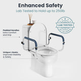 Toilet Safety Rails (250lb) - Adjustable Toilet Safety Rails, Toilet Bar for Elderly Adults, Toilets Rails for Seniors, Toilet Seat with Handles for Elderly & Disabled-Easy Installation-2 Pack