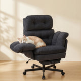 Criss Cross Office Chair with Foot Rest, Big and Tall Desk Chair with Flip Armrests for Pets & Cross Legged Sitting, Comfy Executive Ergonomic Office Reclining Computer Gaming Vanity Chairs, Gray