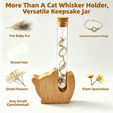 Cat Whisker Holder Fridge Magnet, Clear Glass vases with Wooden Base, Fridge Magnets Perfect, Anti-Scratch cat Whisker jar, Tiny Keepsake for Pet Memorial, Home Desktop Decor Gift for Pet Lovers.