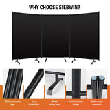 Siebwin 3 Panel Folding Privacy Screens with Wider Feet, 12 Ft Portable Room Partition for Room Separator
