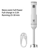 Cordless Hand Blender, UTALENT Variable Speed Immersion Blender Rechargeable, with 500ml Chopper, 600ml container, Egg Whisk, for Smoothies, Baby Food and Soups – White