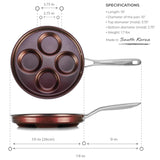 Swedish Pancake Pan, Plett Pan, Multi Egg Pan, 4-Cup Egg Frying Pan, Nonstick Egg Cooker Pan (Purple) TECHEF