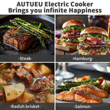 Electric 6.5 Quart | 8-in-1 Multi-Cooker with Safe Nonstick Coating, Three Level Power | Timer, up to 60 Minutes AUTUCU