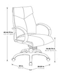 Office Star 7200 Series Deluxe Executive Faux Leather Office Desk Chair with Polished Aluminum Base and Padded Loop Arms, Mid-Back, Dillon Snow
