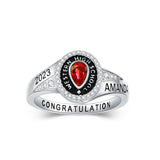 Oseew 2027 Custom Gift Graduation Ring for Women High School (White Gold)