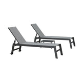 PURPLE LEAF Outdoor Chaise Lounge Chairs Set of 2 with Side Table, Mix Grey