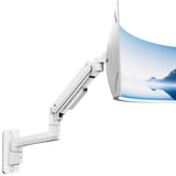 monTEK Single Monitor Wall Mount, 17–49" Gas Spring Arm, Up to 44 lbs，White