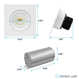 LUXRITE 4-Inch LED Trimless Gimbal Spotlight with J-Box, Push-N-Lock, 5CCT 2700K-5000K, 360° Rotation & 15° Tilt, 20W 2000LM, CRI90, Dual Dimmable (TRIAC/0-10V), Damp Rated, ETL Listed (4 Pack)