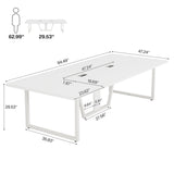 Tribesigns 8FT Conference Table, 94.49 L x 47.24 W x 29.53 H Inches Large Meeting Podcast Table for 10 People, Business Style Wooden Training Table with Strong Metal Frame for Office Conference
