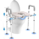 Male-Friendly Raised Toilet Seat with Handles, Adjustable Width Toilet Seat Riser for Seniors, 400LBS Handicap Toilet Seat for Elderly, Elevated Toilet Riser, Fits Any Toilets