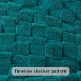 NEWCOSPLAY Super Soft Queen Blanket Dark Teal Premium Silky Flannel Fleece 3D Checkered Lightweight Bed Blanket All Season Use (Dark Teal Checkered, Queen(90"x90"))