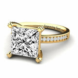 Oseew 2ct-6ct Moissanite Wedding Rings for Women Princess Cut Moissanite Bridal Rings(yellow gold)