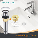 KUZOR 2-Pack Pop Up Bathroom Sink Drain with Overflow - Fits 1-5/8" to 2" Holes, Chrome 304 Stainless Steel for Vanity/Vessel Sink