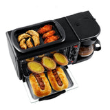 Luocute 3 in 1 Breakfast Station, Toaster Oven Electric Grill Coffee Maker, with Adjustable Temperature Timer, for Kitchen Apartment Office RV (US Plug 110V)