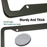 Matte Black License Plate Frames- Rustproof Aluminum Metal Car Tag Holder, 2 Pack Front Rear Slim Holder with Mounting Hardware- Screws, Caps