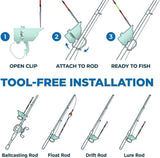 High Sensitivity Fishing Float Bite Alert for Rods, Smart LED Luminous Hook Alarm with LED Lights & Sound, All-Weather Anglers Waterproof Sea & Lake Gear, Clip-On Sound Bite Alert Bell (2PCS)