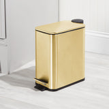1.3 Gallon Rectangular Slim Metal Trash Can w/ Foot Pedal, Easy-Close Lid, Narrow Wastebasket
