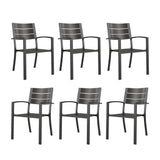 MFSTUDIO Stackable Patio Dining Chairs Set of 6, Metal, Black