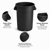 Getzi 6 Pack 20 Gallon Black Round Commercial Trash Can