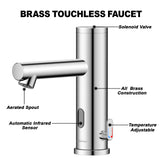 Achelous Automatic Touchless Bathroom Sink Faucet with Deck Plate,Hands Free Infrared Sensor Basin Faucet with Temperature Control, Battery Powered Sensor Bathroom Tap,Chrome