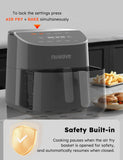 Brio Plus 8 Qt Air Fryer, PFAS Free, New & Improved, Digital Touch Screen, Cool White Display, 50°F~400°F, 3 Wattages 700, 1500, 1800