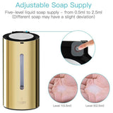 Wall-Mounted Commercial Automatic Soap Dispenser Gold Stainless Steel Large Capacity 700ml Kitchen Bathroom Dedicated Storage (Color : Gold)