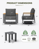 Vexwalx Aluminum Luxury Outdoor Swivel Patio Chairs with Table Set