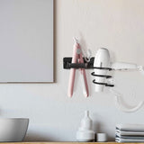 YUET Hair Dryer Holder Hairdryer Station Wall Mounted Spiral Shelf Bracket Stand Hanger Straightener Organizer Blow Storage with Holes Rack for Bathroom Aluminum Professional (Black)