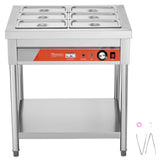 Happybuy 6-Pan Commercial Food Warmer, 1500W Electric Steam Table with Undershelf, Stainless Steel Buffet Server for Restaurants, Parties, and Hotels