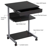 Mobile Computer Desks with Keyboard Tray, Printer Shelf and Monitor Stand Small Space Home Office Furniture