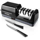 Enutogo Knife Sharpener, Professional 3-Stage Electric Knife Sharpener for Kitchen Knives, 100% Diamond Abrasive for 20° Precision Angle Guide, Quickly Sharpening and Polish Blades
