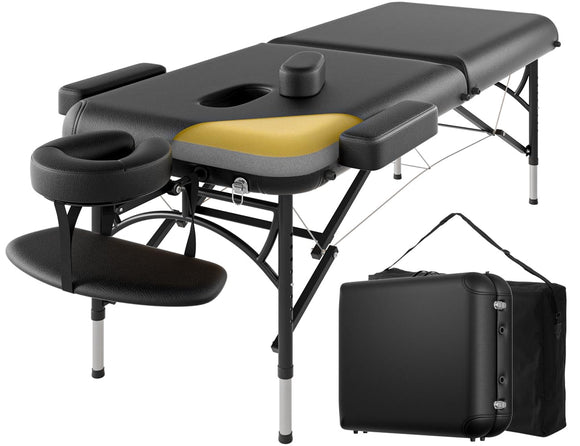 Professional Massage Table Portable 2 Fold Premium Memory Foam Aluminium Leg Hold Up to 1100LBS DOVANS