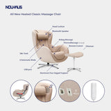 Nouhaus Classic Massage Chair with Ottoman – Mellow Sand Leather Recliner with Percussive Shiatsu Massager, Built-in Speaker & Full Body Spot Massage – Ultimate Comfort for Home & Office