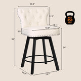 Counter Height Bar Stools Set of 6, 26" Mid-Century Swivel Bar Stool with Metal Base for Kitchen Island