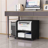 HtrAM-2461 Printer Stand Dual-Layer Multifunctional Stand Large-Capacity Under-Desk Organizer Printer Stand Mobile Simple Stand(Black)