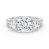 Princess Cut Three-Stone Moissanite Engagement Ring 2CT Silver Size 9