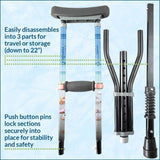 York Nordic - Spring Cushion Crutches Perfect for Sports Injuries and Travel - Heights 4'7" to 6'6" - Adjust Down to 22" for Travel